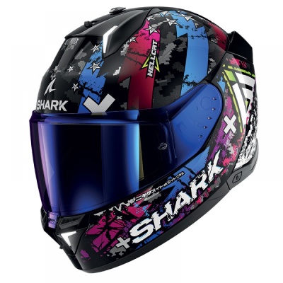 Шлем Shark SKWAL i3 HELLCAT Black/Chrome/Blue фото в интернет-магазине FrontFlip.Ru