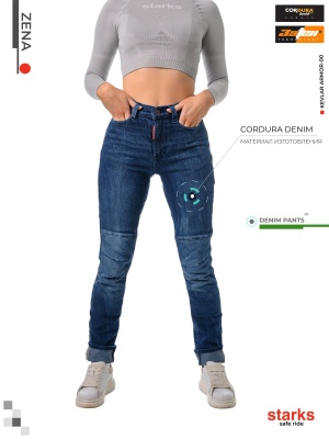 STARKS Мотоджинсы ZENA, женские, Slim fit., синий, Stonewash фото в интернет-магазине FrontFlip.Ru