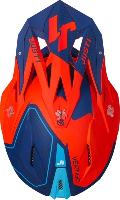 Шлем кроссовый JUST1 J18 Vertigo, синий/белый/оранжевый матовый фото в интернет-магазине FrontFlip.Ru