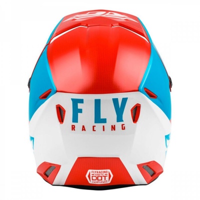 Шлем кроссовый FLY RACING KINETIC Straight Edge детский, красный/белый/синий фото в интернет-магазине FrontFlip.Ru