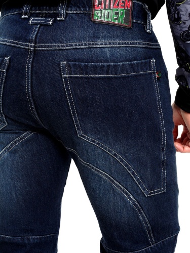 STARKS CR мотоджинсы WILD ONE, муж., стрейч вертикальный, Синий Потёртый, Stonewash фото в интернет-магазине FrontFlip.Ru