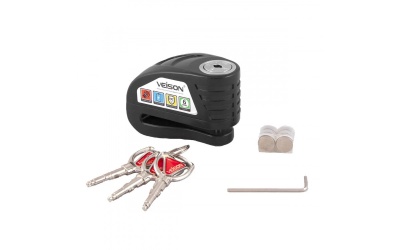 Замок на диск мотоцикла с сигнализацией Veison DX-18 Black фото в интернет-магазине FrontFlip.Ru