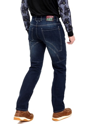STARKS CR мотоджинсы WILD ONE, муж., стрейч вертикальный, Синий Потёртый, Stonewash фото в интернет-магазине FrontFlip.Ru