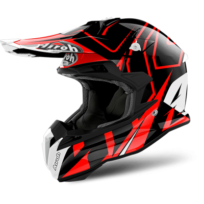 AIROH шлем кросс TERMINATOR OPEN VIS,SHOCK RED фото в интернет-магазине FrontFlip.Ru