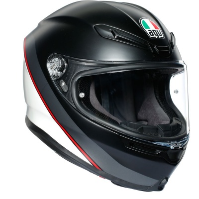 Шлем AGV K-6 MULTI Minimal Pure Matt Black/White/Red фото в интернет-магазине FrontFlip.Ru