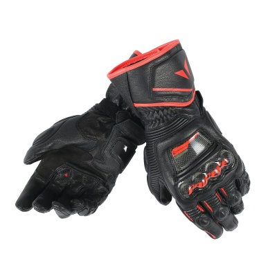 DAINESE DRUID D1 LONG GLOVES - NERO/NERO/ROSSO-FLUO перчатки муж фото в интернет-магазине FrontFlip.Ru