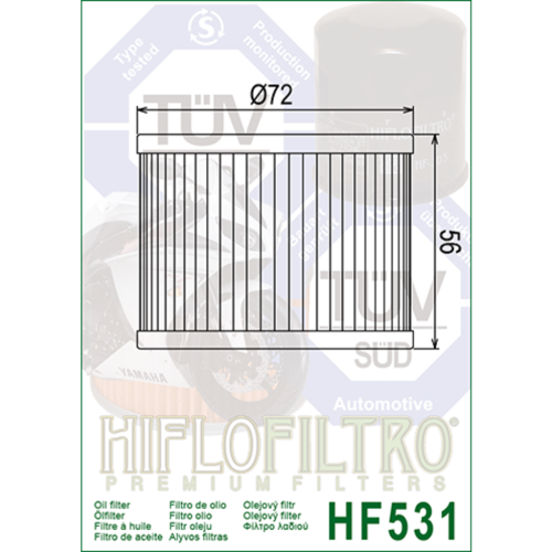 HIFLOFILTRO Масляные фильтры (HF531) фото в интернет-магазине FrontFlip.Ru