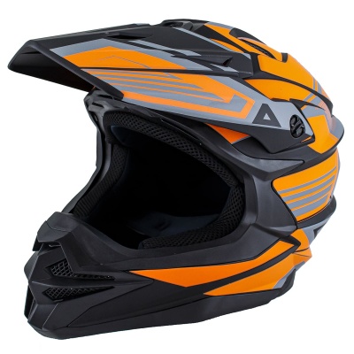Шлем кроссовый ATAKI JK801A Legacy, оранжевый/серый матовый фото в интернет-магазине FrontFlip.Ru