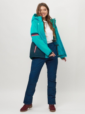 Горнолыжный костюм женский зеленого цвета 051911Z фото в интернет-магазине FrontFlip.Ru