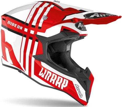 AIROH шлем кросс WRAAP BROKEN RED GLOSS фото в интернет-магазине FrontFlip.Ru