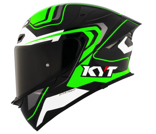 [KYT] Мотошлем TT-REVO OVERTECH, цвет Черный/Зеленый фото в интернет-магазине FrontFlip.Ru