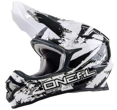 ONEAL Шлем кроссовый 3Series SHOCKER Термопластик, глянец, Черный/Белый фото в интернет-магазине FrontFlip.Ru