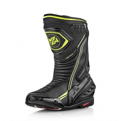 Мотоботы спортивные MOTEQ Terra, унисекс, не промокаемые на мембране черный/желтый фото в интернет-магазине FrontFlip.Ru