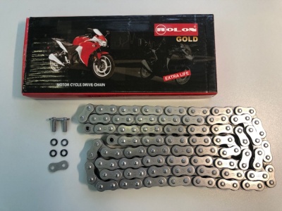 Цепь ROLON 520NAXR 112 звеньев, усиленная, сальниковая X-Ring, замок под заклёпку фото в интернет-магазине FrontFlip.Ru