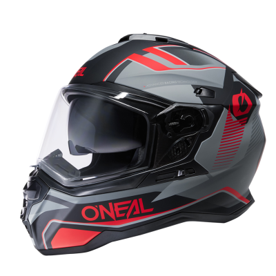 Шлем кроссовый со стеклом O'NEAL D-SRS Square, мат. черный/красный фото в интернет-магазине FrontFlip.Ru