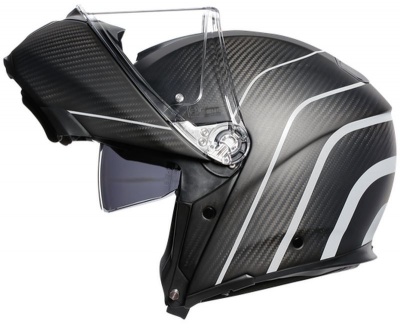 Шлем AGV SPORTMODULAR MULTI Refractive Carbon/Silver фото в интернет-магазине FrontFlip.Ru