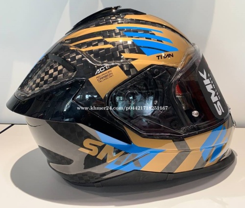 Шлем SMK TITAN CARBON T-RACE, цвет карбон/чёрный/золото фото в интернет-магазине FrontFlip.Ru