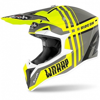 AIROH шлем кросс WRAAP BROKEN YELLOW MATT