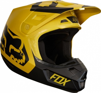 Мотошлем Fox V2 Preme Helmet Dark Yellow фото в интернет-магазине FrontFlip.Ru