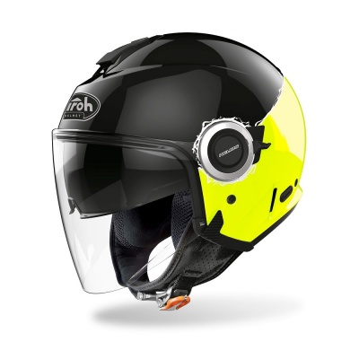 AIROH шлем открытый HELIOS FLUO BLACK/YELLOW GLOSS фото в интернет-магазине FrontFlip.Ru