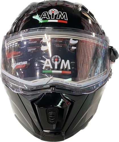 Снегоходный шлем с электроподогревом визора AiM JK906 Black Glossy фото в интернет-магазине FrontFlip.Ru