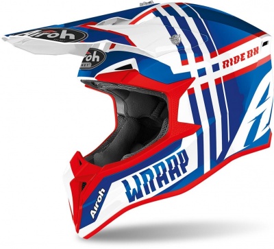 AIROH шлем кросс WRAAP BROKEN BLUE/RED GLOSS фото в интернет-магазине FrontFlip.Ru
