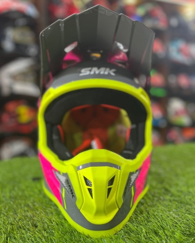 Шлем SMK ALLTERRA X-POWER, цвет жёлтый неон/серый/фуксия фото в интернет-магазине FrontFlip.Ru