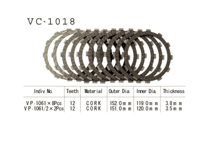 VESRAH   Диски сцепления VC-1018 фото в интернет-магазине FrontFlip.Ru