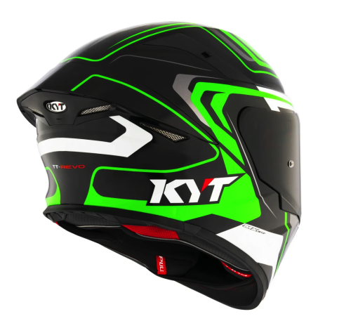 [KYT] Мотошлем TT-REVO OVERTECH, цвет Черный/Зеленый фото в интернет-магазине FrontFlip.Ru