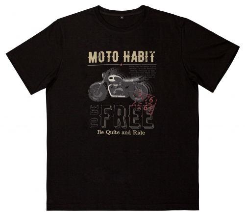 Футболка INFLAME T1050900 мужская, цвет черный MOTO HABIT фото в интернет-магазине FrontFlip.Ru