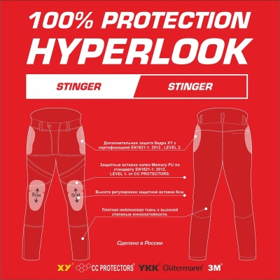 Мотоштаны Hyperlook Stinger Black фото в интернет-магазине FrontFlip.Ru