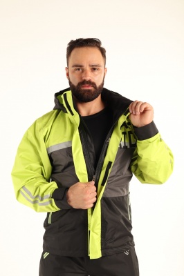 STARKS Куртка дождевик Dry Rain DR 219 муж., серый/салатовый фото в интернет-магазине FrontFlip.Ru