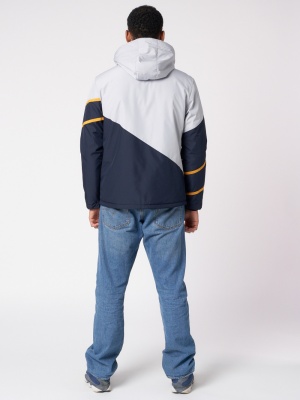 Куртка спортивная мужская с капюшоном темно-синего цвета 3583TS фото в интернет-магазине FrontFlip.Ru