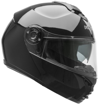 Шлем модуляр для снегохода VEGA VR1 (стекло с подогревом + маска) Solid черный глянцевый фото в интернет-магазине FrontFlip.Ru